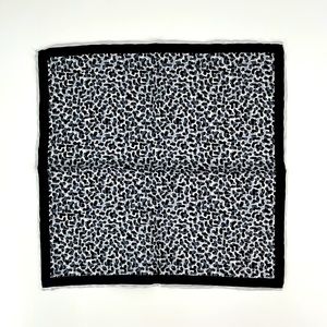 Michelson's Men's 100% Silk Pocket 13" Square Black & Gray Patterned